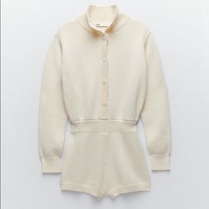 Zara Limited Edition Cream Knit Jumpsuit